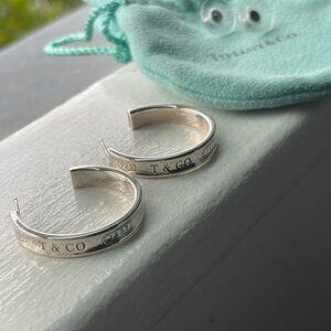 Authentic Tiffany & Co. 1837 Medium Hoop Earrings in sterling silver (.925)